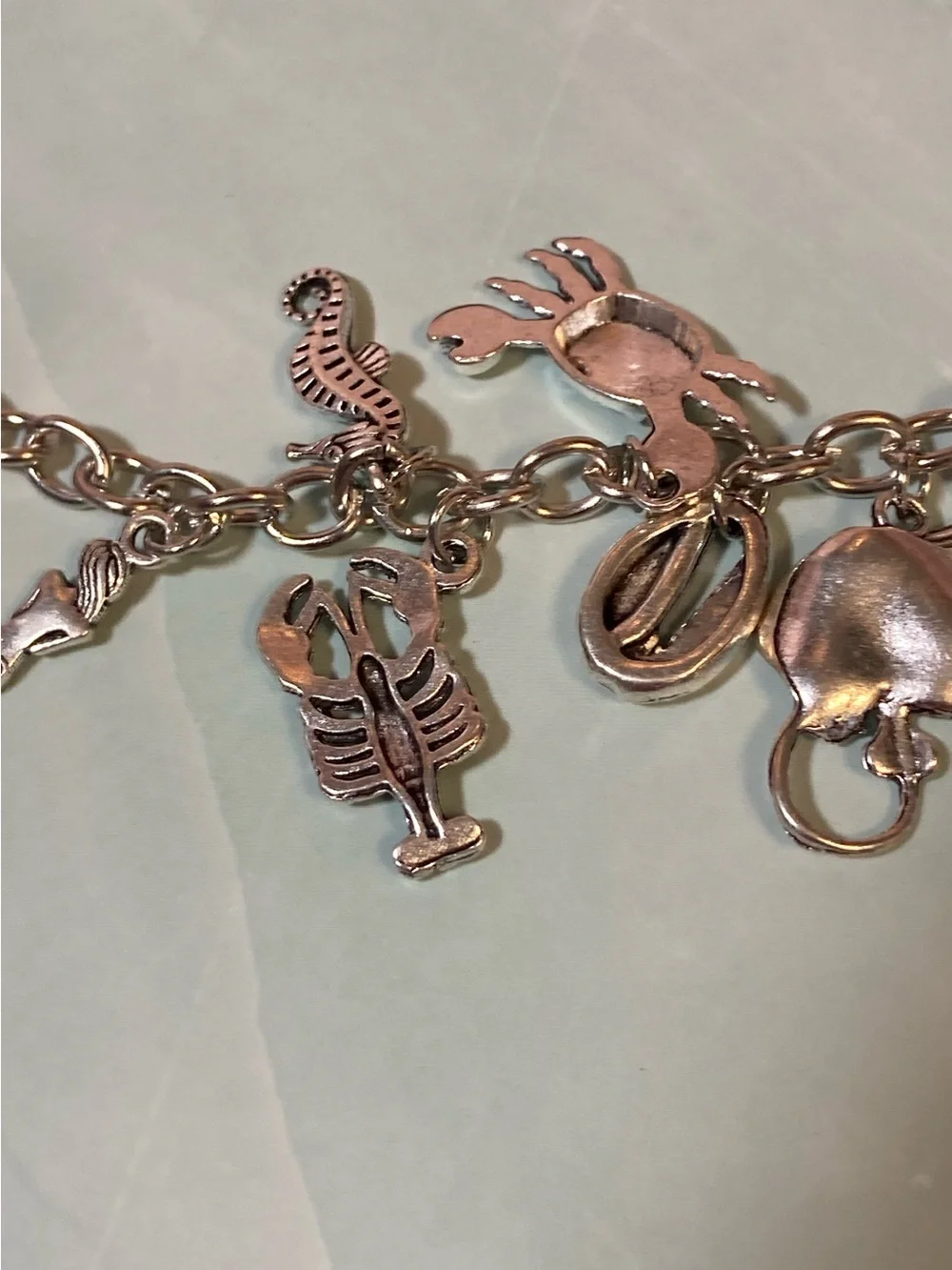 Sterling Silver-Tone Ocean Charm Bracelet in Silver
